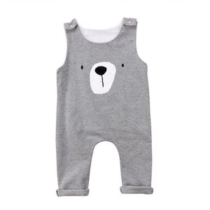 Mooie Beer Casual Pasgeboren Peuter Baby Meisjes Jongens Katoen 2 Stijl Mouwloze O-hals Bedekt Knop Cartoon Romper Outfit 0-24M