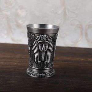 Ouderwetse Egypte Mythe Korte Glas Cup Retro Brons 3D Embossment Carving Metalen Cup Geesten Kleine Beker Cocktail Wijnglas