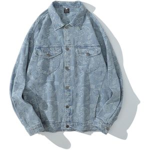 OSCN7 Casual Paisley Lange Mouwen Denim Shirt Mannen Hoge Hoge Streetwear Herfst Vrouwen Retro Shirts Harujuku Mens Shirt 3079