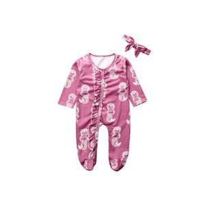 0-18M Leuke Pasgeboren Baby Meisje Lange Mouwen Mermaid Print Baby Romper Jumpsuit Playsuit Hoofdband 2 STUKS Outfits baby Kleding