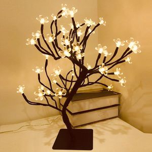 Schakelaar Controle Boom Heldere 48 Leds Kersenbloesem Desk Top Bonsai Boom Licht Zwarte Takken Festival Home Party Bruiloft Indoor