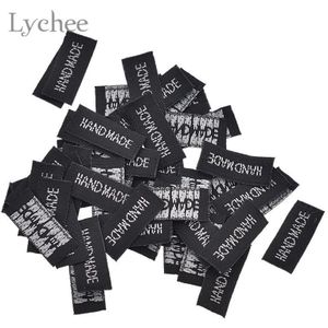 Lychee 50 Stuks Zwart Handgemaakte Geweven Labels Wasbaar Borduren Tags Voor Kledingstuk Zakken Diy Naaien Accessoires