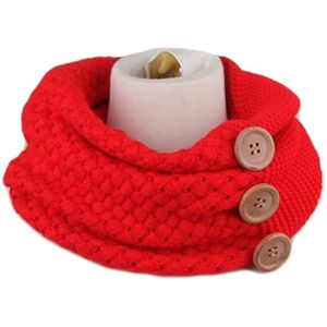 Vrouwen Winter Chunky Haak Knit Circle Loop Infinity Sjaal Met 3 Knoppen Decor Effen Kleur Kraag Halsdoek Sjaal