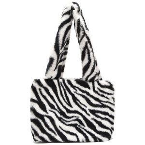 Fluffy Pluche Schouder Crossbody Bag Vrouwelijke Straat Satchel Grote Capaciteit Totes Mode Luipaard Zebra Prachtige Boodschappentas Roze