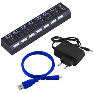 Usb Hub 3.0 4 7 Port Usb Multi Splitter Met Schakelaar Supply Adapter Voor Macbook Pc Computer Laptops Notebook accessoires