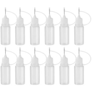 10Pcs Naald Tip Fles 30Ml Doorschijnende Plastic Squeezable Tip Applicator Flessen Hervulbare Dropper Lijm Flessen Voor Schilderen