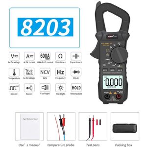 Winapex Draagbare Digitale Stroomtang Meter 6000 Telt Pocket Multimeter Tang Ampèremeter Met Vierkante Golven Uitgang