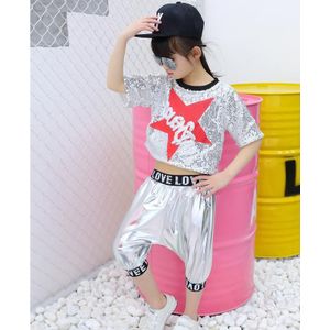 Meisjes Sequin Ballroom Top en Broek Set Jazz Hip Hop Dance Concurrentie Kostuum Set voor Kinderen Dansen Kleding Wear Outfits