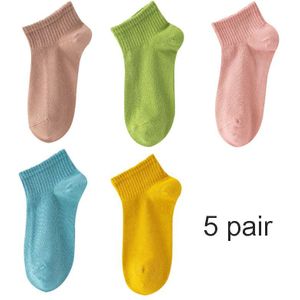 5 Paar Mode Zachte Katoenen Vrouwen Sokken Effen Kleur Leuke Zoete Meisje Gezellige Mooie Wit Roze Korte Sokken Pack Calcetines set Korea