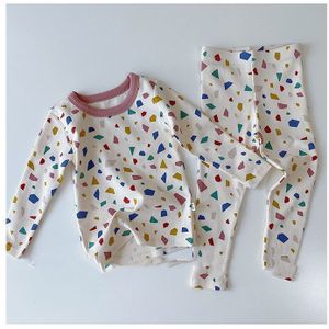 Baby Kleding Jongens Sleeper Dragen 2 Stuks Top Shirt + Lange Broek Zachte Kleurrijke Geometrie Koreaanse Homewear Pasgeboren Set meisjes Kleding