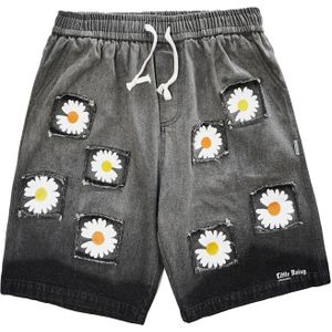 Hip Hop Shorts Streetwear Daisy Bloemen Print Jeans Shorts Mannen Harajuku Katoen Zomer Harajuku Korte Broek WY061