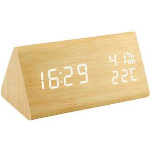 Led Houten Wekker Despertador Temperatuur Vochtigheid Elektronische Desktop Digitale Tafel Klokken Slaapkamer Wekker Home Decor