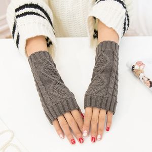 1 Paar Warm Knit Vingerloze Half Vinger Wanten Handschoenen Voor Vrouwen Winter Outdoor Zakelijke Accessoires 20Cm