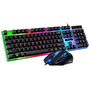 Gaming Toetsenbord En Muis Set 104 Keycaps Bedrade Ergonomische Gaming Gamer Toetsenborden Regenboog Backlight Optische Set Voor Pc Laptop