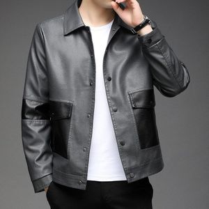 Top Grade Brand Streetwear Casual Classic Biker Faux Pu Leather Jacket Men Coats Mens Clothing 2022