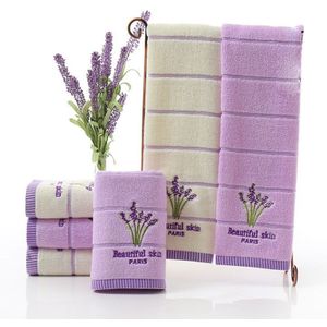 34*75Cm Borduren Romantische Lavendel Handdoeken Katoen Strand Handdoek Basten Voor Het Zwembad Servetten Keuken Handdoek Toalha De banho