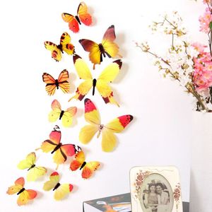 12 Stks/partij Muurstickers 3D Effect Vlinders Muursticker Mooie Vlinder Kamer Wall Art Decals Multicolor Home Decor # BL5