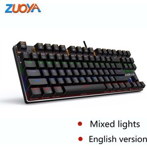 Zuoya 87KEY Mechanische Gaming Toetsenbord Rgb Backlit Usb Wired Rode Schakelaar Anti-Ghosting Voor Gamer Pc