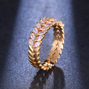 Charm Zirconia Gouden Kleur Engagement Ringen Voor Vrouwen Marquise Steen Vinger Ring Partij Bruiloft Sieraden
