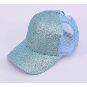 Shiny Vrouwen Paardenstaart Mesh Baseball Cap Messy Bun Trucker Cap Zomer Koel Ademend Glitter Zilver Goud Rood Roze Blauw Bruin