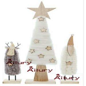 3 stks/set, grote Houten Plus Vilt high45cm Kerstboom H26CM Santa H24cm Elanden Set, Kerst decoratie, xmas . venster oranment.