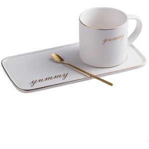 Europese Luxe Keramische Kopje Koffie Gouden Lepel Schotel Mok Pak Creatieve Koffie Accessoires Melk Cup Set Hittebestendig Thee cup