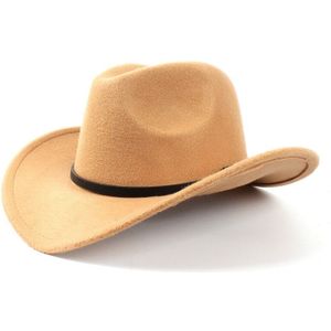Wol vrouwen mannen Western Cowboyhoed Voor Gentleman Dame Winter Jazz Cowgirl Met Lederen Cloche Kerk Sombrero Caps