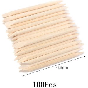50/100 Stuks Houten Stok Cuticle Pusher Remover Oranje Houten Eetstokjes Voor Manicure Pedicure Cuticle Verwijderen Dual-End nail Art Te