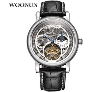 Heren Skeleton Horloges Top Brand Luxe Automatische Mechanische Tourbillon Horloge Mannen Luxe Hoogwaardige Horloge Moon Phase