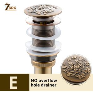 Zgrk Badkamer Wastafel Afval Pop Up Antiek Messing Gootsteen Art Drie Dimensionale Carving Wastafel Waterlekkage Badkamer Accessoires