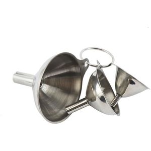 3 In 1 Draagbare Roestvrij Staal Mini Metalen Trechter Set Accessoire Trechter Thuis Olie Scheiden Trechter Keuken Kruiderij H5A7