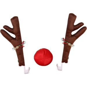 Rendier Decor Auto Voertuig Neus Hoorn Kostuum Set Christmas Reindeer Antlers Rode Neus Ornamenten Elanden Gewei