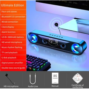 Bluetooth Audio Computer Mini Speaker Usb Wired Super Subwoofer Lange Desktop Multimedia Hoge Luidspreker