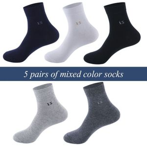 5 Pairs = 10 Stuks Van Mannen Sokken Mode Zakelijke Sokken Mannen Effen Kleur Hoge Ademend Katoen casual Mannen Sokken
