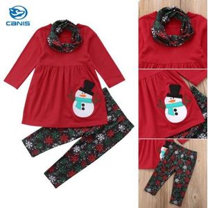 3 stks Kids Baby Meisje Kerst Sneeuwpop Kleding Romper Jurk + Broek Outfits UK