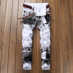 Mannen Slim Bloem Broek, Mode Stretch Broek Casual Broek Europese Stijl Digital Print Broek