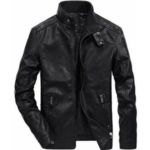 Hzyeyo Motorjacks Mannen Pu Leather Jacket Punk Winddicht Biker Klassieke Kunstleer Slanke Moto Jas, H-8829