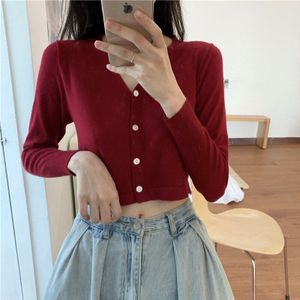 Vrouwen V-hals Gebreide Casual Korte Truien Vesten Lady Volledige Mouw Dunne Vest Uitloper Crop Top Voor Vrouwelijke