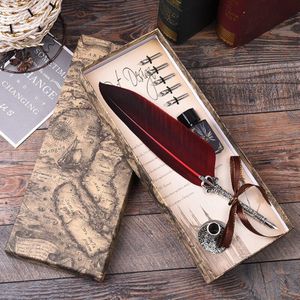 1Set Kalligrafie Turkije Veer Dip Met 5 Nib Quill Pen Schrijven Inkt Set Geschenkdoos Bruiloft Vulpen decoratie