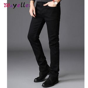 Zwarte Mannen Skinny Jeans Herfst Winter Business Casual Elasticiteit Slim Mannen Broek Klassieke Stijl Basic Solid Jeans voor Mannen