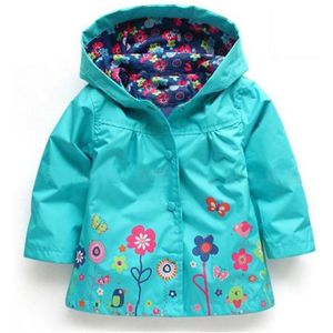 Kinderen Geul Baby Meisjes Windbreaker Herfst Capuchon Voor Meisjes Leuke Bloemen Winddicht Regenjas Kids Bovenkleding