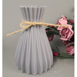 Wit Imitatie Rotan Plastic Vaas Met Taille Bloemen Vazen Voor Woningen Woonkamer Decoratie Vaas