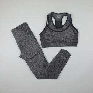 2 Stuk Yoga Sets Vrouwen Gym Kleding Fitness Hoge Taille Naadloze Leggings + Push Up Sport Bh Vrouwelijke Sportkleding Workout set