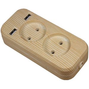 2 Socket Europese 5V 2A Usb Extension Socket LLEW-01 Hout Boom Kleur