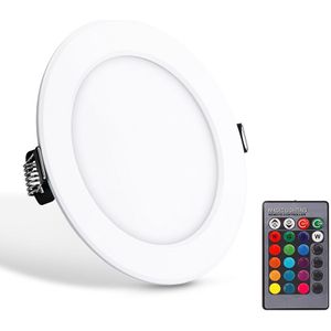 Ronde Rgb Led Panel Licht 5W 10W 18W Downlight Met Afstandsbediening Ac 85-265V 4Inch Led Heldere Verborgen Verzonken Plafondlamp