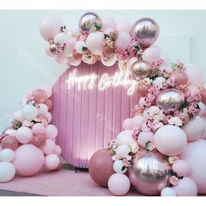 105Pcs Ballonnen Guirlande Boog Kit Pastel Retro Roze Wit 4D Rose Gold Ballonnen Bruiloft Verjaardag Baby Shower Party Decoratie