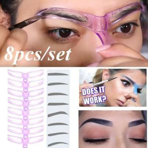 Herbruikbare 8 In1 Wenkbrauw Template Helper Wenkbrauw Stencils Kit Grooming Kaart Wenkbrauw Definiëren Makeup Tools