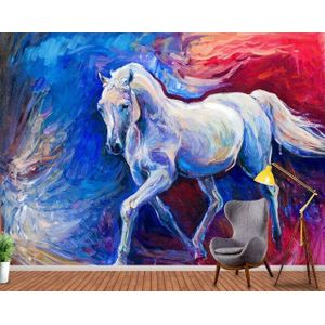 Wit Paard Olieverf 3D Behang Print 287663023
