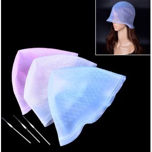 Professionele Siliconen Herbruikbare Hair Colouring Highlighting Dye Cap Frosting Tipping Met Naald Transparante Haar Verven Cap Tool