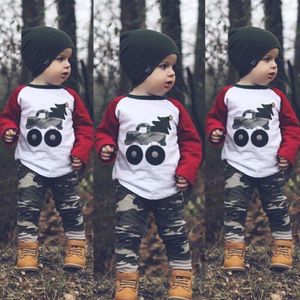 Lente & Fall 2 Stks Kid Jongens Camouflage Kleding T-shirt Top + Broek Outfits Peuter Lange Mouwen Casual Katoenen kleding